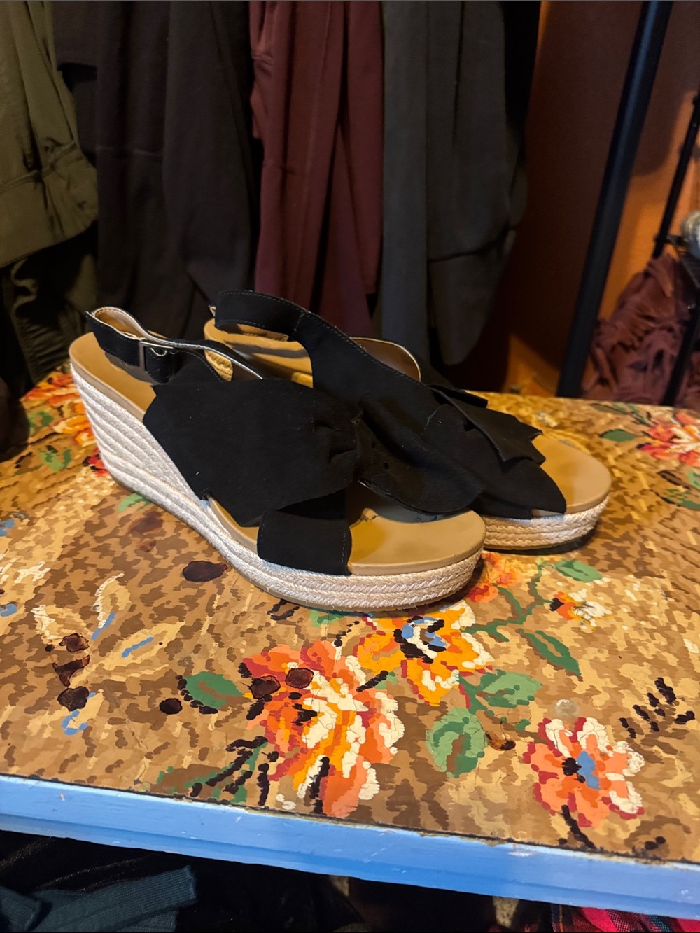 UGG Black Women’s Wedge Sandals with Espadrille Sole